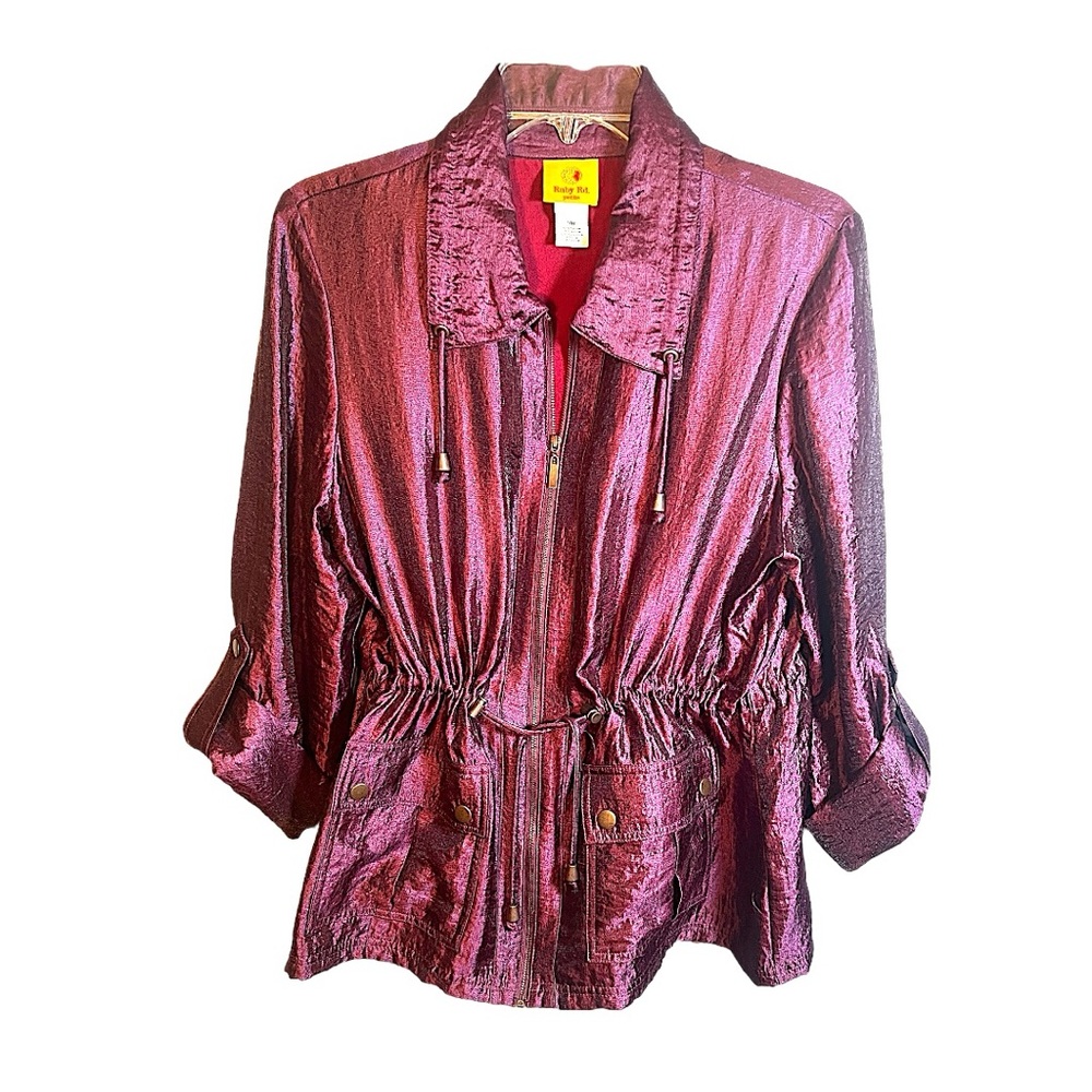 RUBY ROAD VTG Berry silky Jogging or sports jacket SZ 14 Petite